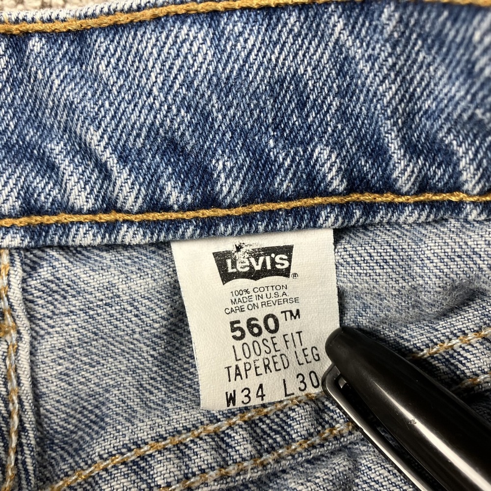 Vintage Levis Jeans 32x30 560 Orange Tab Black Wing‎ Loose Fit Tapered USA Made - Picture 4 of 12
